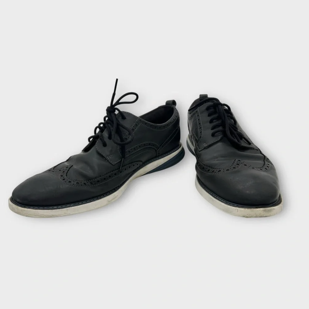 Cole Haan Black Oxford Dress Shoes with White Sole Mens Size 13 Fair Condition‎
